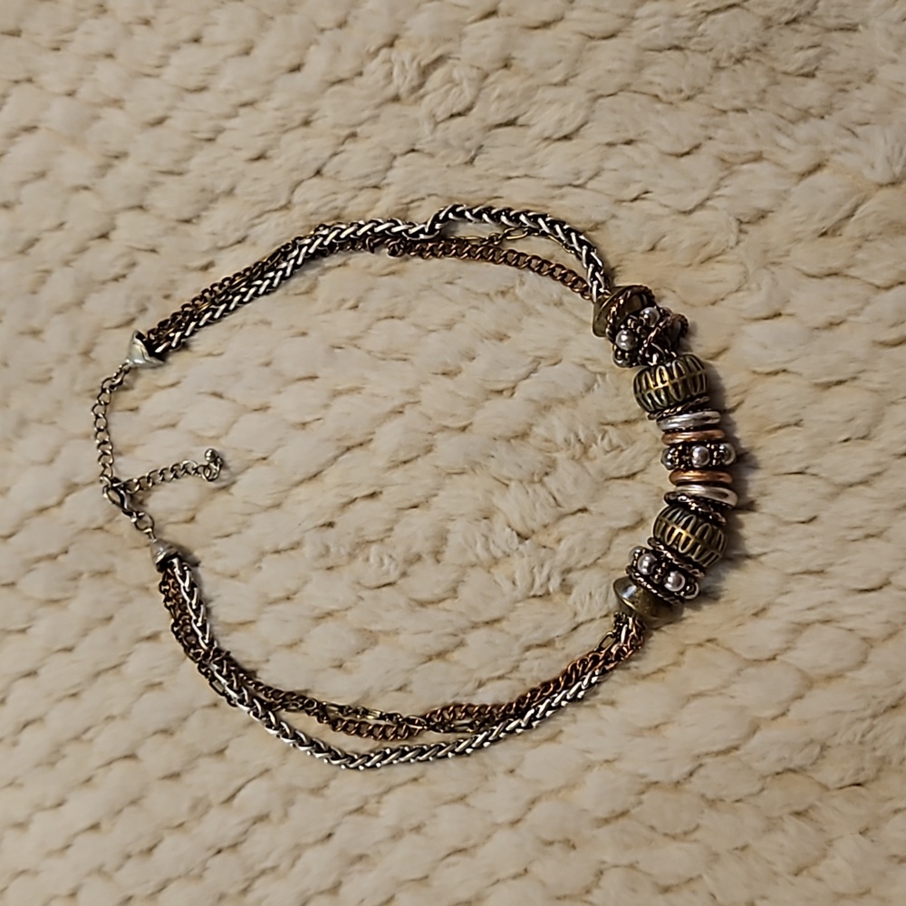 #0019 Silver, Copper and Gold toned necklace